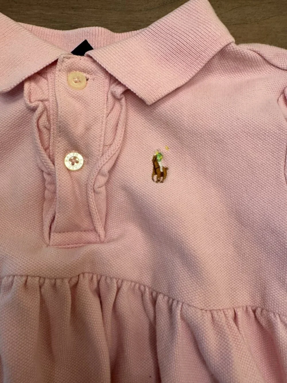 Ralph Lauren Baby Pink Piqué Polo Dress 9M